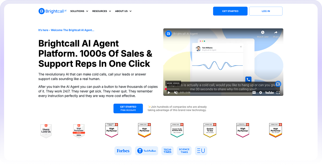 Brightcall homepage