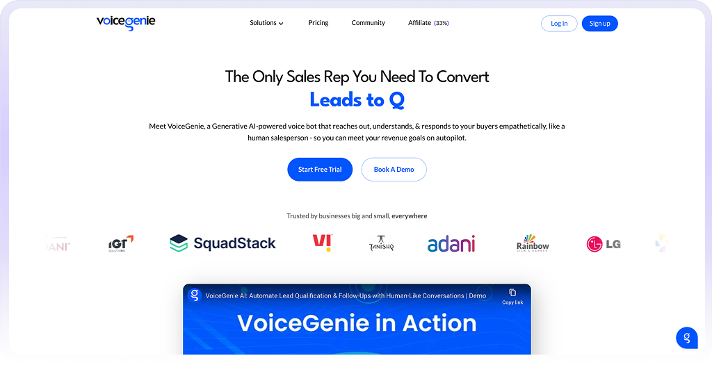 VoiceGenie homepage